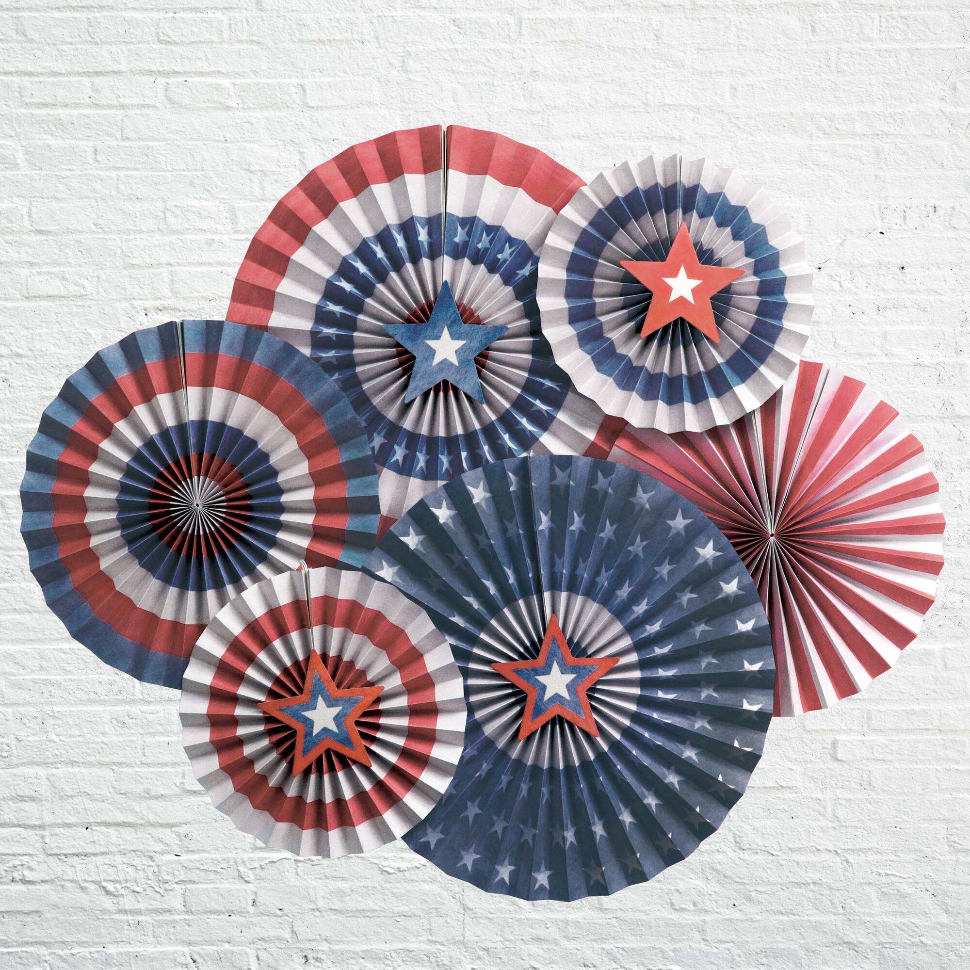Red, White & Blue Paper Fans Décor Kit by Celebrate It™
